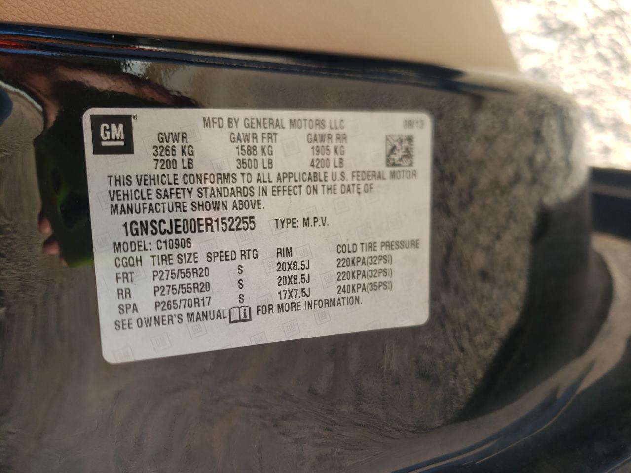 Photo 10 from auction – 2014 CHEVROLET SUBURBAN C with VIN 1GNSCJE00ER152255