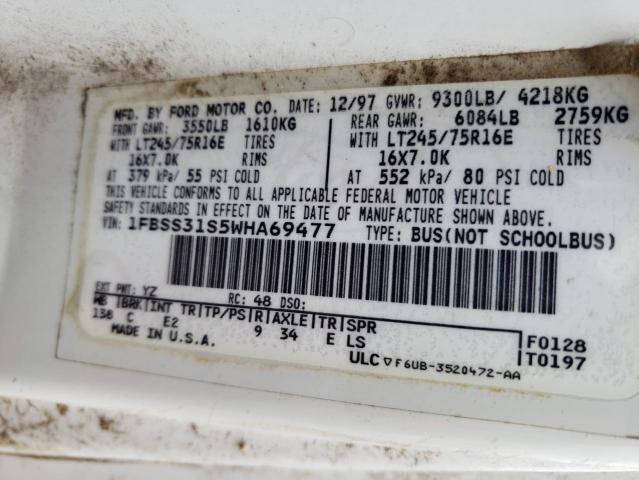 Photo 10 from auction – 1998 FORD ECONOLINE with VIN 1FBSS31S5WHA69477