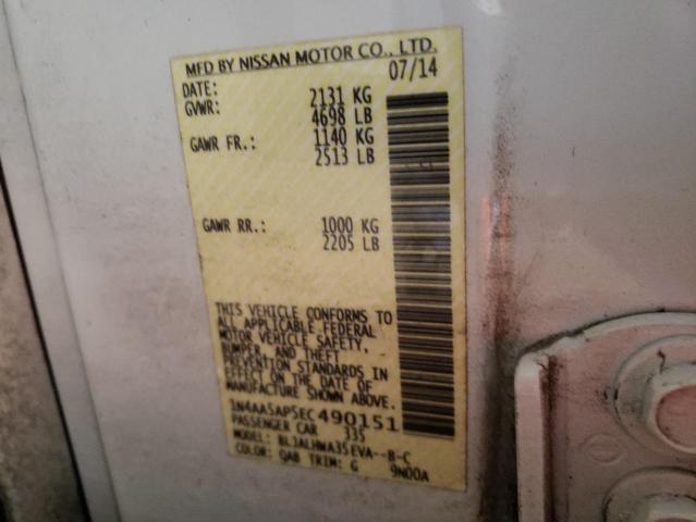 Photo 10 from auction – 2014 NISSAN MAXIMA S with VIN 1N4AA5AP5EC490151