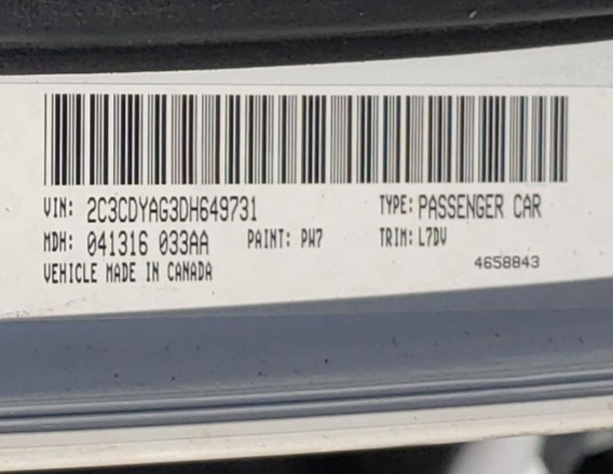 Photo 10 from auction – 2013 DODGE CHALLENGER with VIN 2C3CDYAG3DH649731