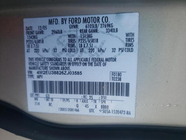 Photo 10 from auction – 2006 MERCURY MOUNTAINEE with VIN 4M2EU38826ZJ03585
