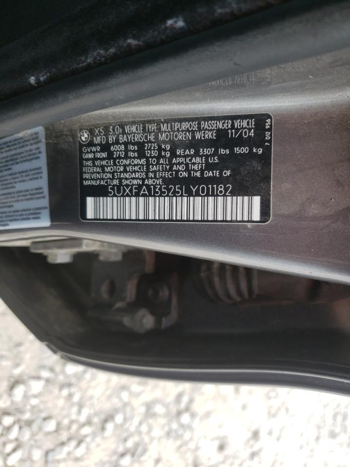Photo 10 from auction – 2005 BMW X5 3.0I with VIN 5UXFA13525LY01182