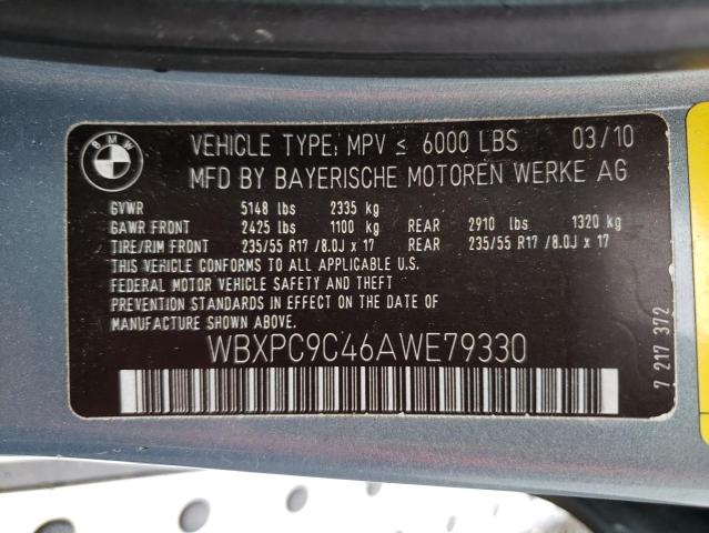 Photo 10 from auction – 2010 BMW X3 XDRIVE3 with VIN WBXPC9C46AWE79330