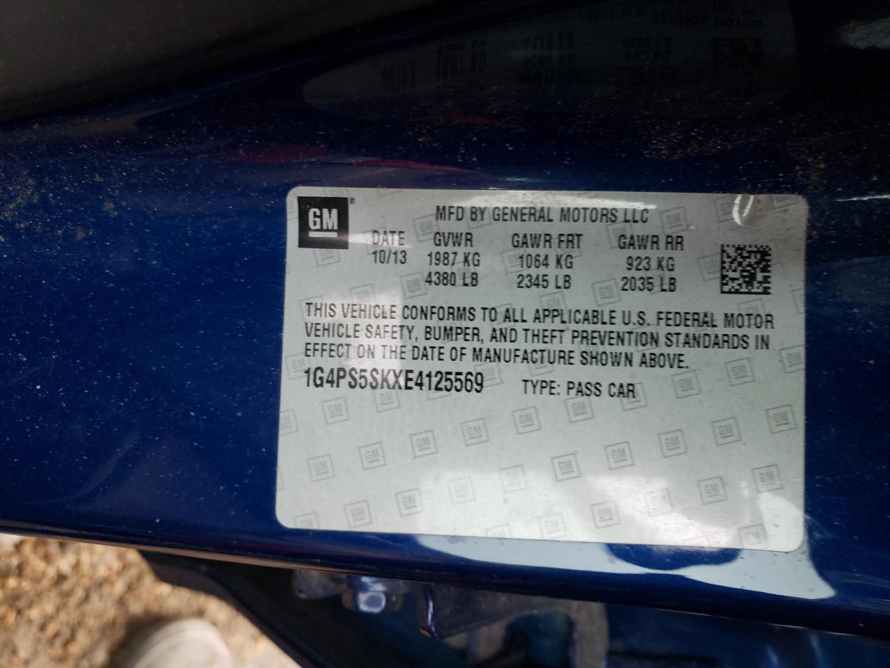 Photo 10 from auction – 2014 BUICK VERANO with VIN 1G4PS5SKXE4125569