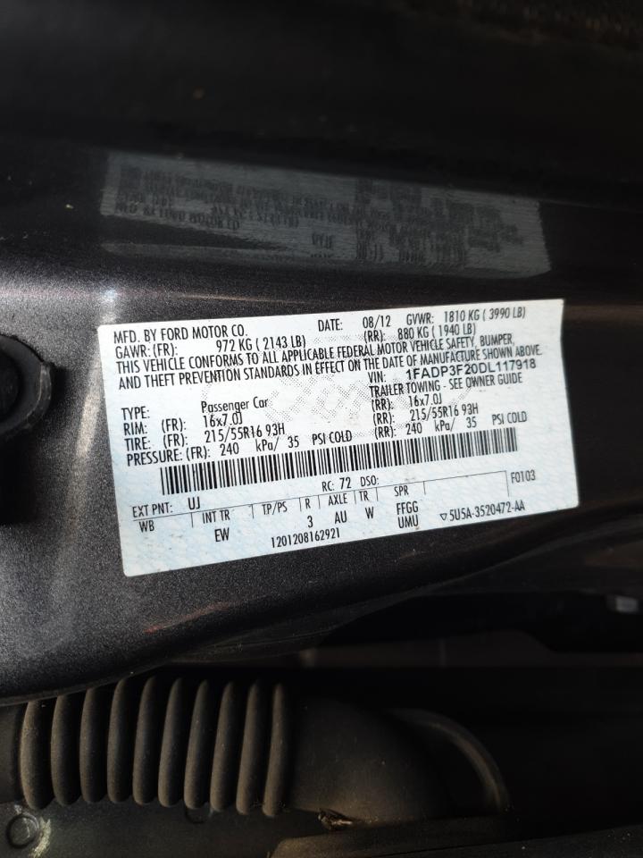 Photo 10 from auction – 2013 FORD FOCUS SE with VIN 1FADP3F20DL117918