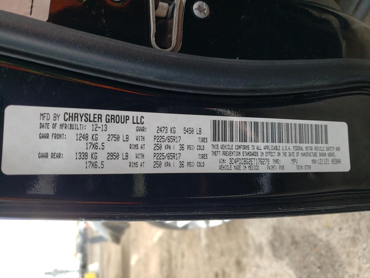 Photo 10 from auction – 2014 DODGE JOURNEY SX with VIN 3C4PDCBG2ET176279