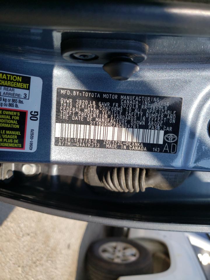 Photo 10 from auction – 2016 TOYOTA COROLLA L with VIN 2T1BURHE7GC604761