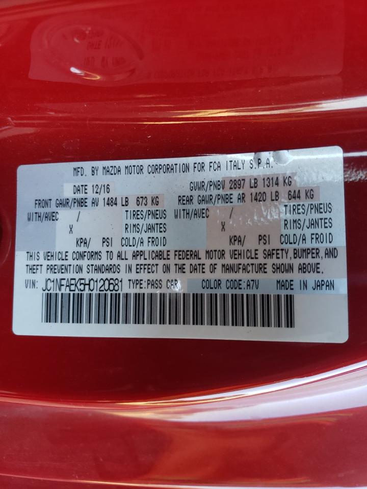 Photo 10 from auction – 2017 FIAT 124 SPIDER with VIN JC1NFAEK5H0120681