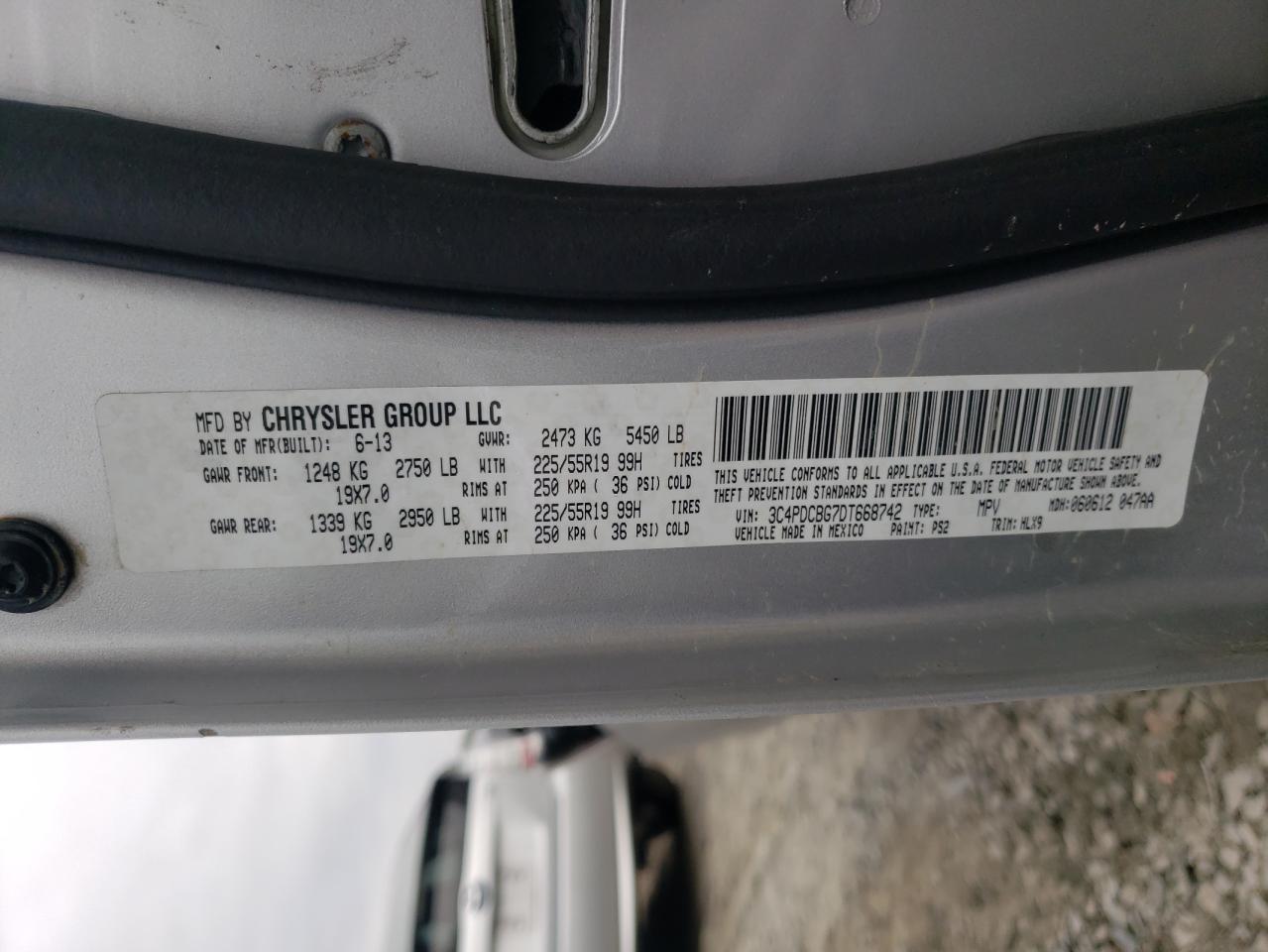 Photo 10 from auction – 2013 DODGE JOURNEY SX with VIN 3C4PDCBG7DT668742