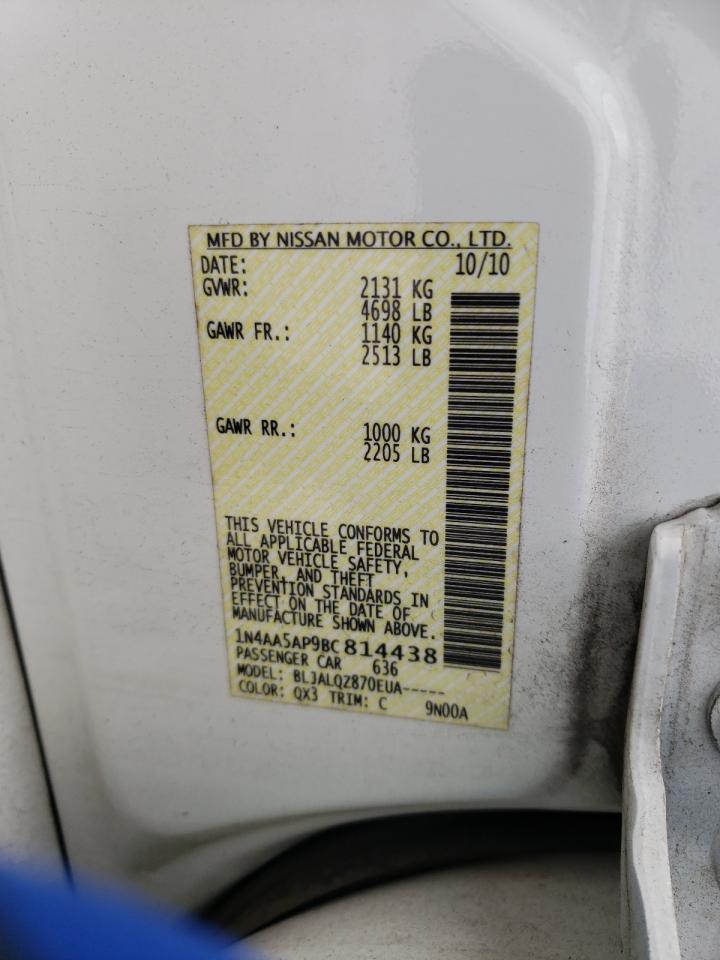 Photo 10 from auction – 2011 NISSAN MAXIMA S with VIN 1N4AA5AP9BC814438