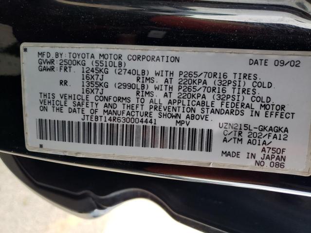 Photo 10 from auction – 2003 TOYOTA 4RUNNER SR with VIN JTEBT14R630004441