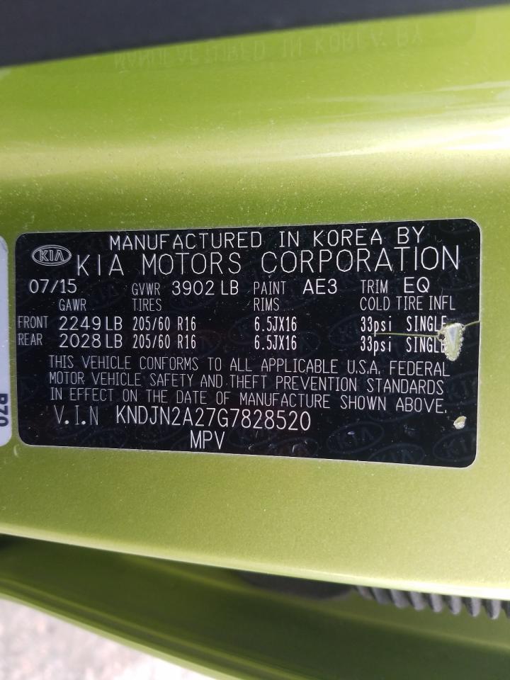Photo 10 from auction – 2016 KIA SOUL with VIN KNDJN2A27G7828520