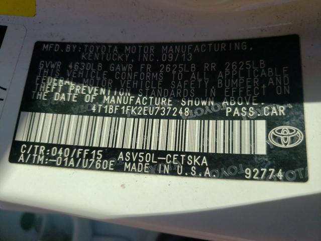Photo 10 from auction – 2014 TOYOTA CAMRY L with VIN 4T1BF1FK2EU737248