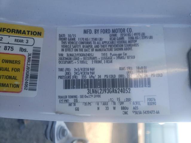 Photo 10 from auction – 2016 LINCOLN MKZ with VIN 3LN6L2J93GR624052