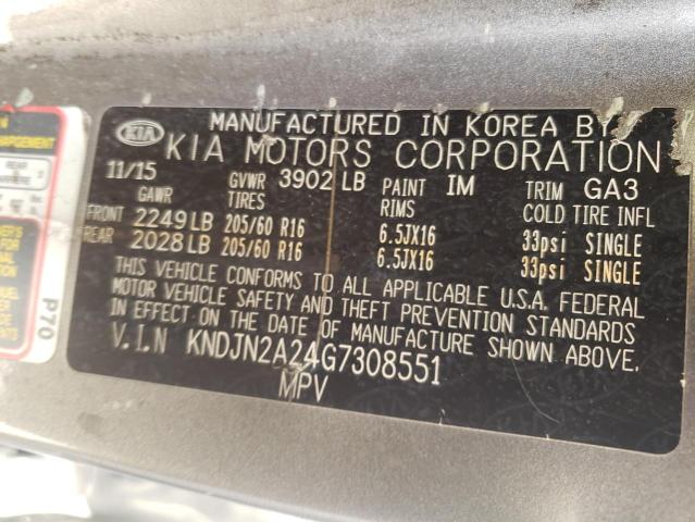 Photo 10 from auction – 2016 KIA SOUL with VIN KNDJN2A24G7308551