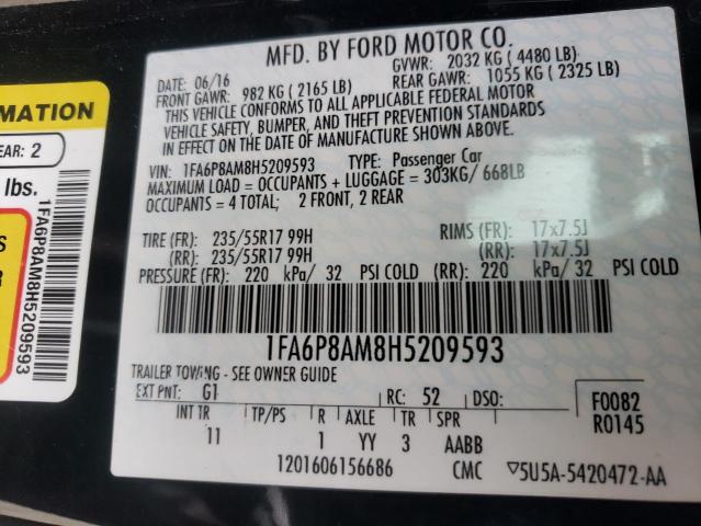 Photo 10 from auction – 2017 FORD MUSTANG with VIN 1FA6P8AM8H5209593