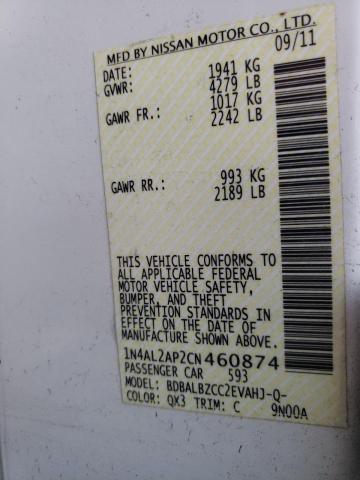 Photo 10 from auction – 2012 NISSAN ALTIMA BAS with VIN 1N4AL2AP2CN460874