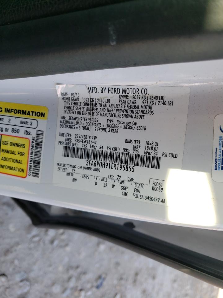 Photo 10 from auction – 2014 FORD FUSION SE with VIN 3FA6P0H91ER195855