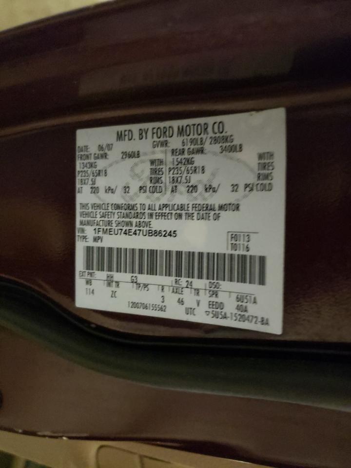Photo 10 from auction – 2007 FORD EXPLORER E with VIN 1FMEU74E47UB86245