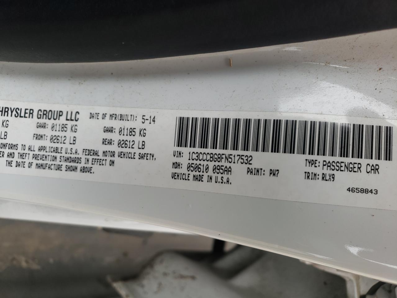 Photo 10 from auction – 2015 CHRYSLER 200 S with VIN 1C3CCCBG8FN517532