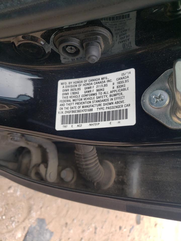 Photo 10 from auction – 2014 HONDA CIVIC SI with VIN 2HGFB6E56EH701688
