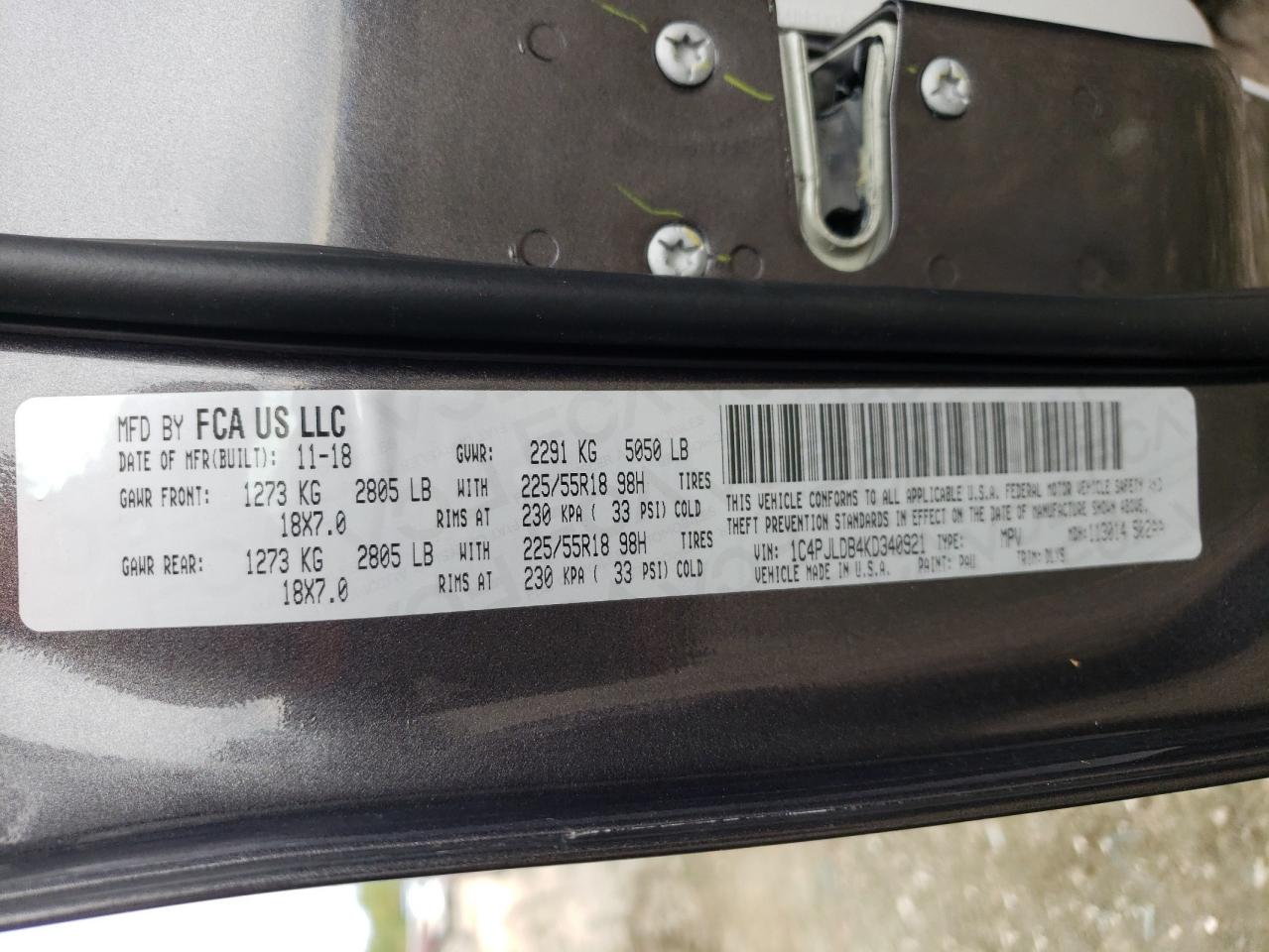 Photo 10 from auction – 2019 JEEP CHEROKEE L with VIN 1C4PJLDB4KD340921