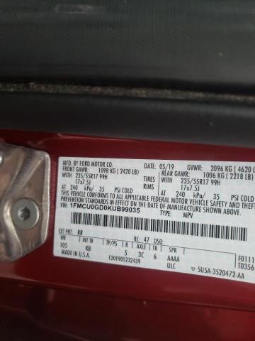 Photo 10 from auction – 2019 FORD ESCAPE SE with VIN 1FMCU0GD0KUB99035