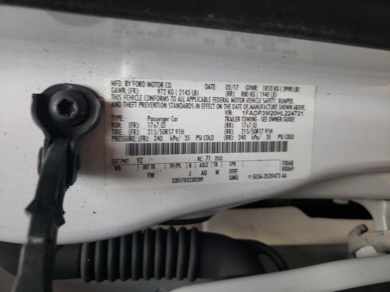 Photo 10 from auction – 2017 FORD FOCUS SEL with VIN 1FADP3M20HL224721