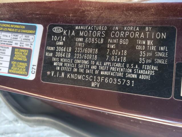 Photo 10 from auction – 2015 KIA SEDONA EX with VIN KNDMC5C13F6035731