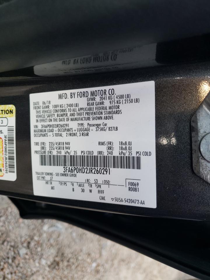 Photo 10 from auction – 2018 FORD FUSION SE with VIN 3FA6P0HD2JR260291