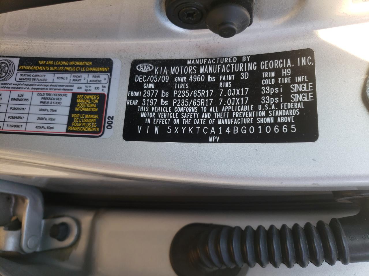 Photo 10 from auction – 2011 KIA SORENTO BA with VIN 5XYKTCA14BG010665