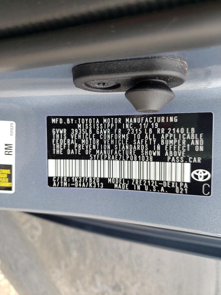 Photo 10 from auction – 2020 TOYOTA COROLLA LE with VIN 5YFEPRAE7LP081038