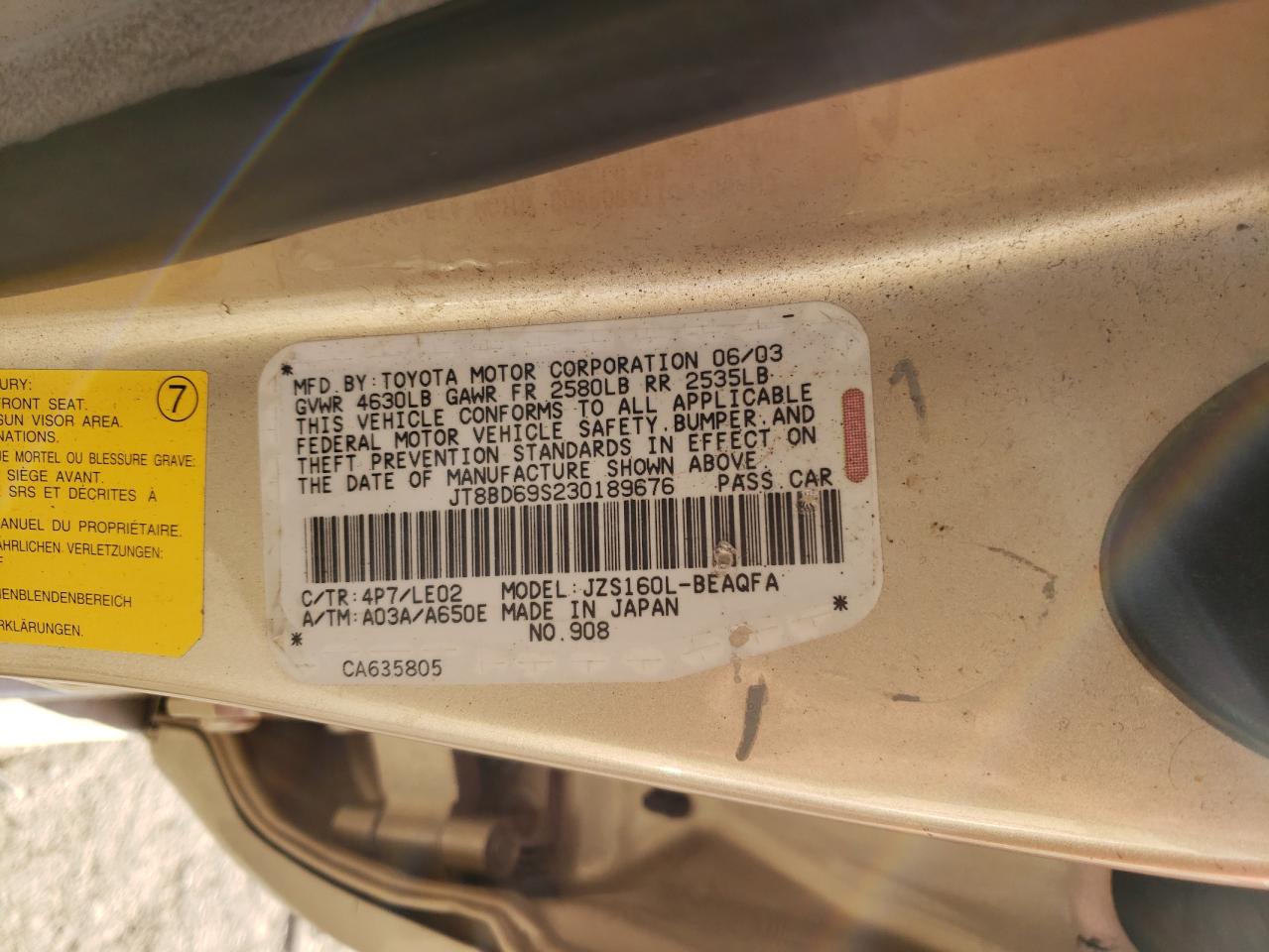 Photo 10 from auction – 2003 LEXUS GS 300 with VIN JT8BD69S230189676