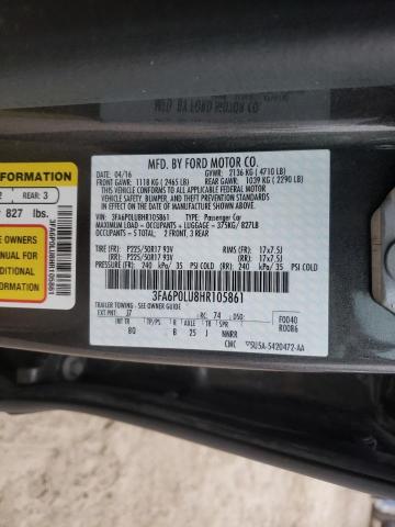 Photo 10 from auction – 2017 FORD FUSION SE with VIN 3FA6P0LU8HR105861