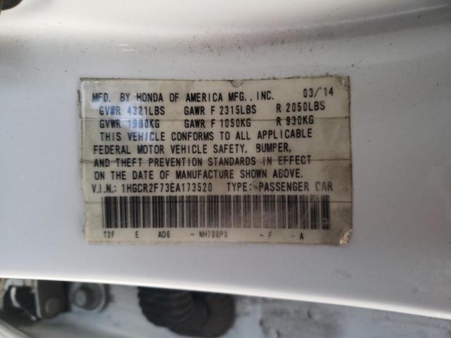 Photo 10 from auction – 2014 HONDA ACCORD EX with VIN 1HGCR2F73EA173520
