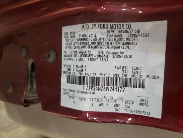Photo 10 from auction – 2006 FORD FOCUS ZX4 with VIN 1FAFP34N76W244172