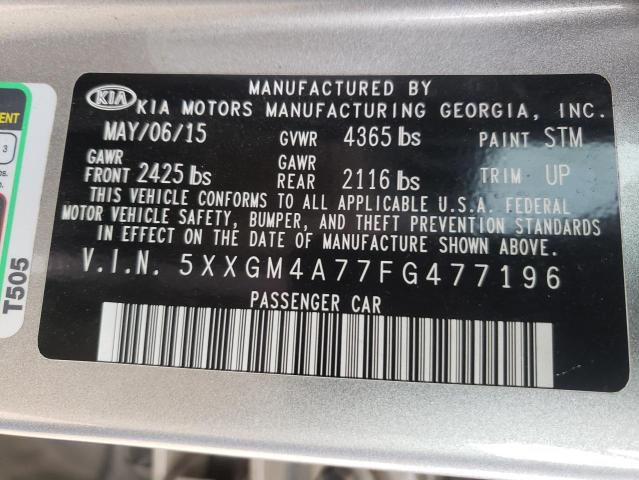Photo 10 from auction – 2015 KIA OPTIMA LX with VIN 5XXGM4A77FG477196