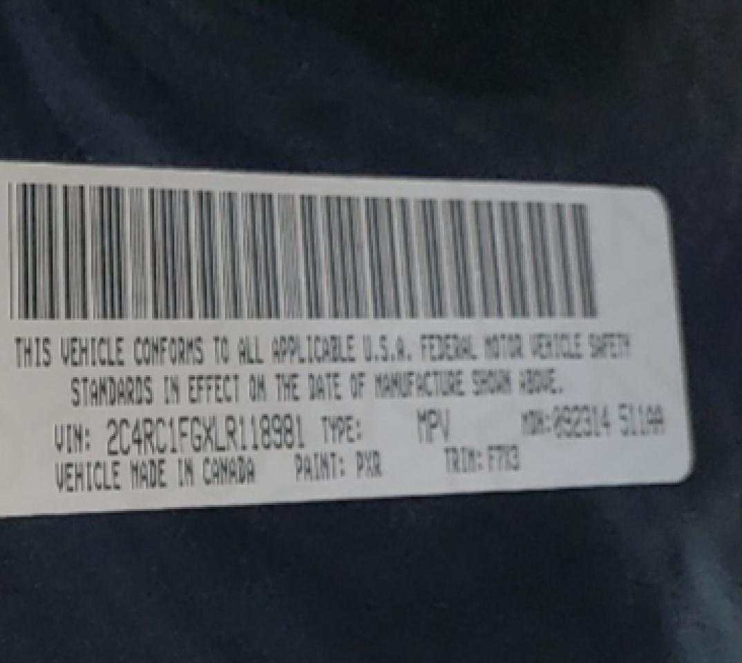 Photo 10 from auction – 2020 CHRYSLER PACIFICA T with VIN 2C4RC1FGXLR118981