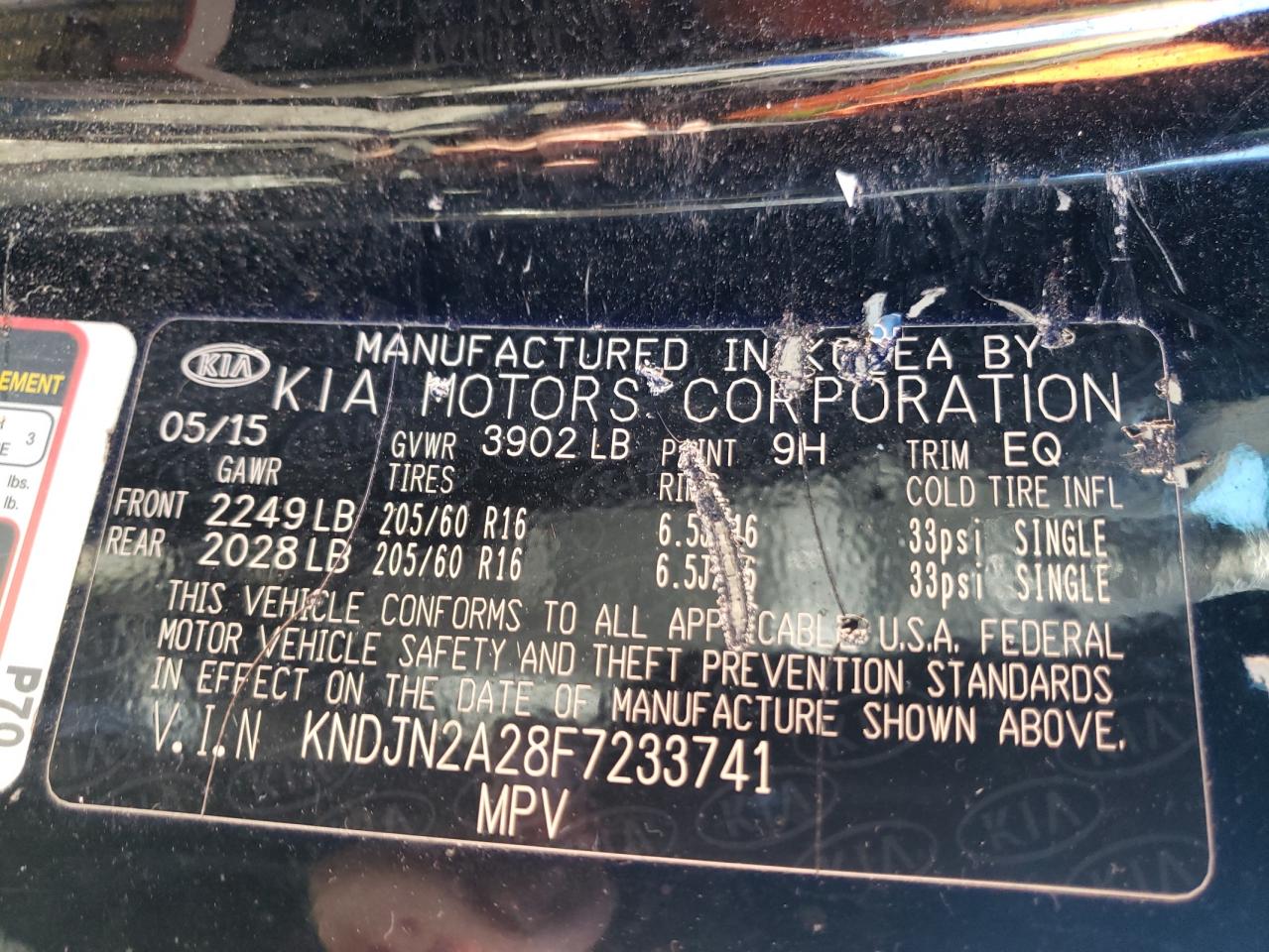 Photo 10 from auction – 2015 KIA SOUL with VIN KNDJN2A28F7233741