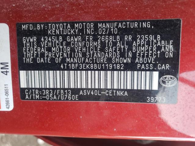 Photo 10 from auction – 2011 TOYOTA CAMRY BASE with VIN 4T1BF3EK8BU119182