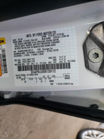 Photo 10 from auction – 2019 FORD FUSION SE with VIN 3FA6P0LUXKR120112