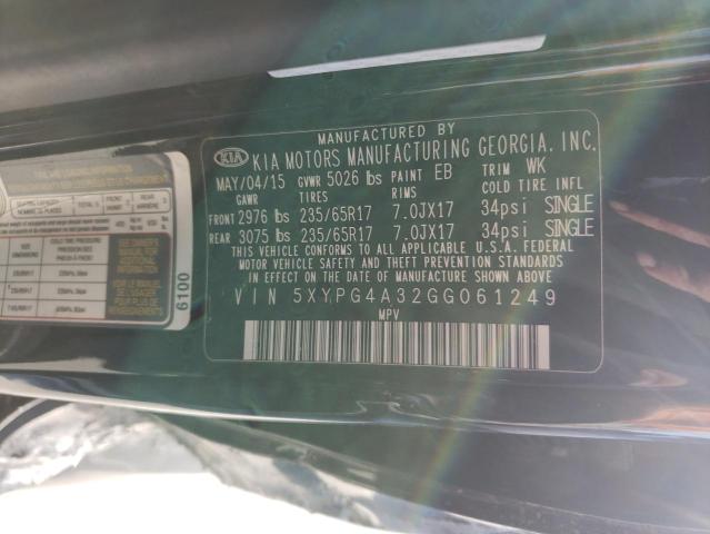 Photo 10 from auction – 2016 KIA SORENTO LX with VIN 5XYPG4A32GG061249