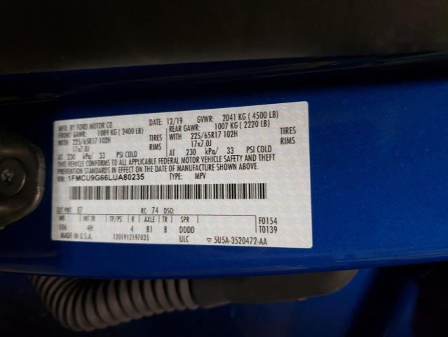 Photo 10 from auction – 2020 FORD ESCAPE SE with VIN 1FMCU9G66LUA80235