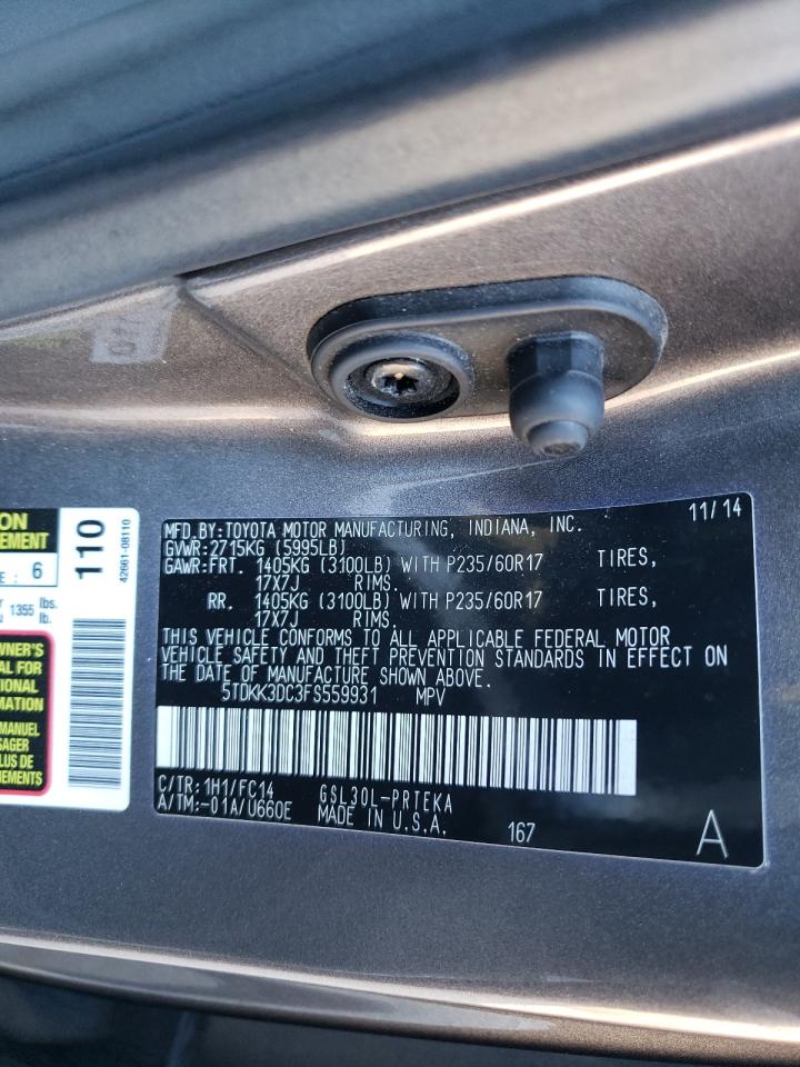 Photo 10 from auction – 2015 TOYOTA SIENNA LE with VIN 5TDKK3DC3FS559931