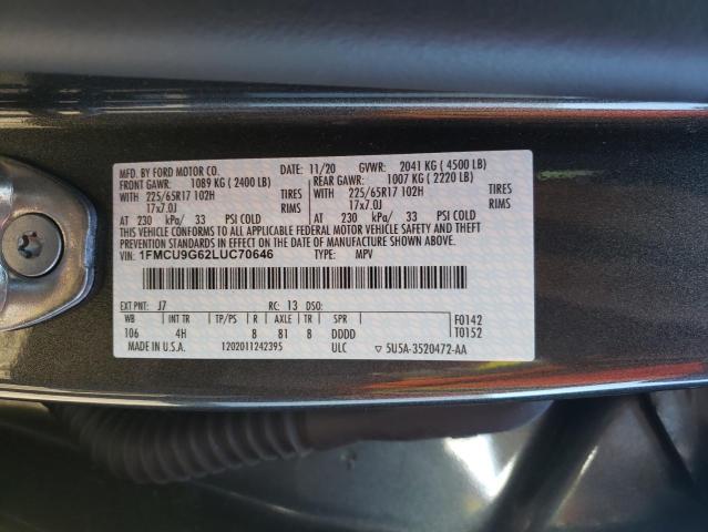 Photo 10 from auction – 2020 FORD ESCAPE SE with VIN 1FMCU9G62LUC70646
