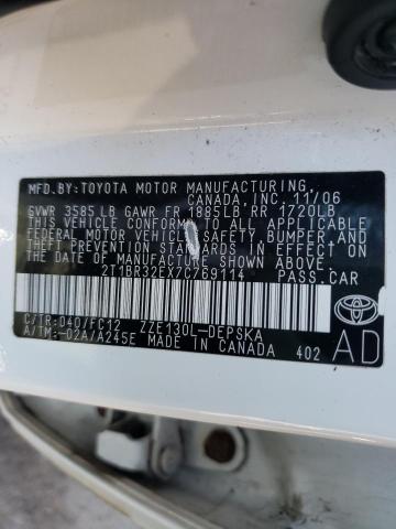Photo 10 from auction – 2007 TOYOTA COROLLA with VIN 2T1BR32EX7C769114