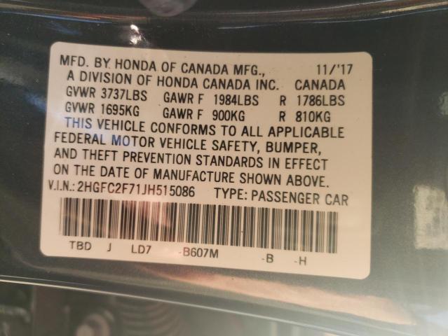 Photo 10 from auction – 2018 HONDA CIVIC EX with VIN 2HGFC2F71JH515086