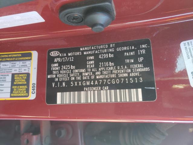 Photo 10 from auction – 2012 KIA OPTIMA LX with VIN 5XXGM4A77CG071513