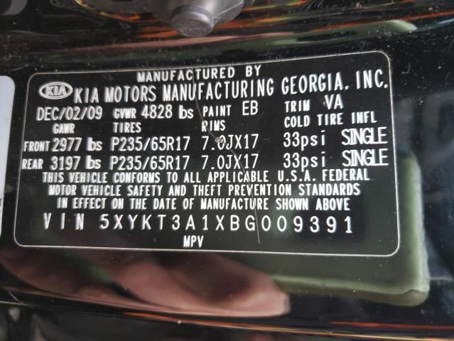 Photo 10 from auction – 2011 KIA SORENTO BA with VIN 5XYKT3A1XBG009391