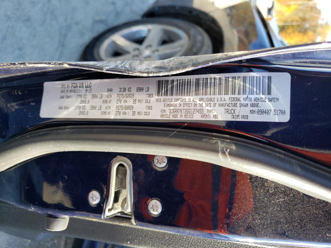 Photo 10 from auction – 2016 RAM 1500 ST with VIN 3C6RR7KT2GG127455